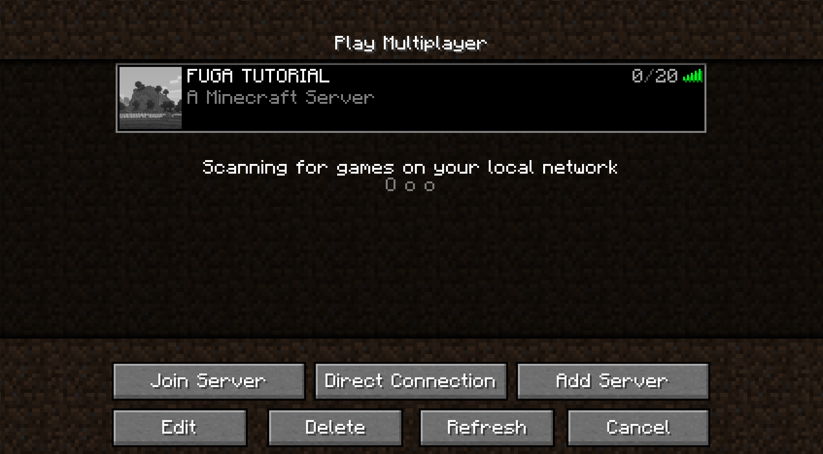 Select the the server you have just created and click on Join Server.